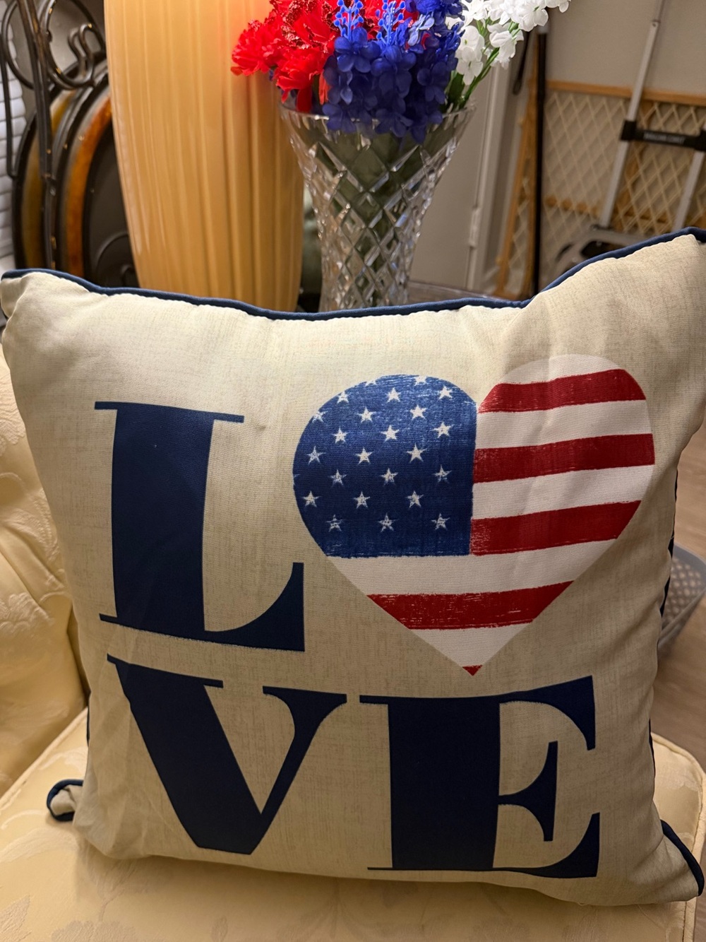 Decorative Patriotic “Love “Throw Pillow
